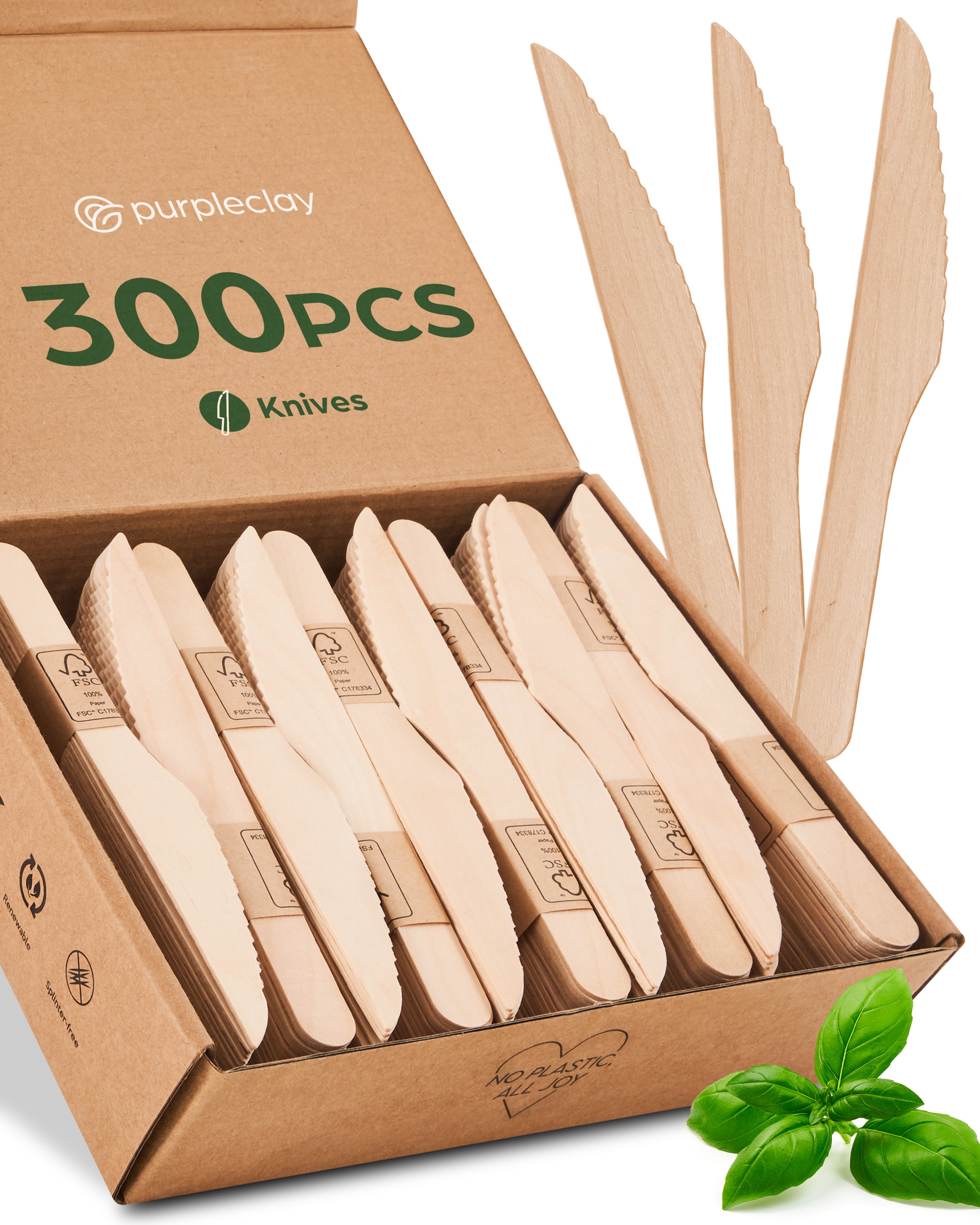 Wooden Knives 300 PCS - Purpleclay