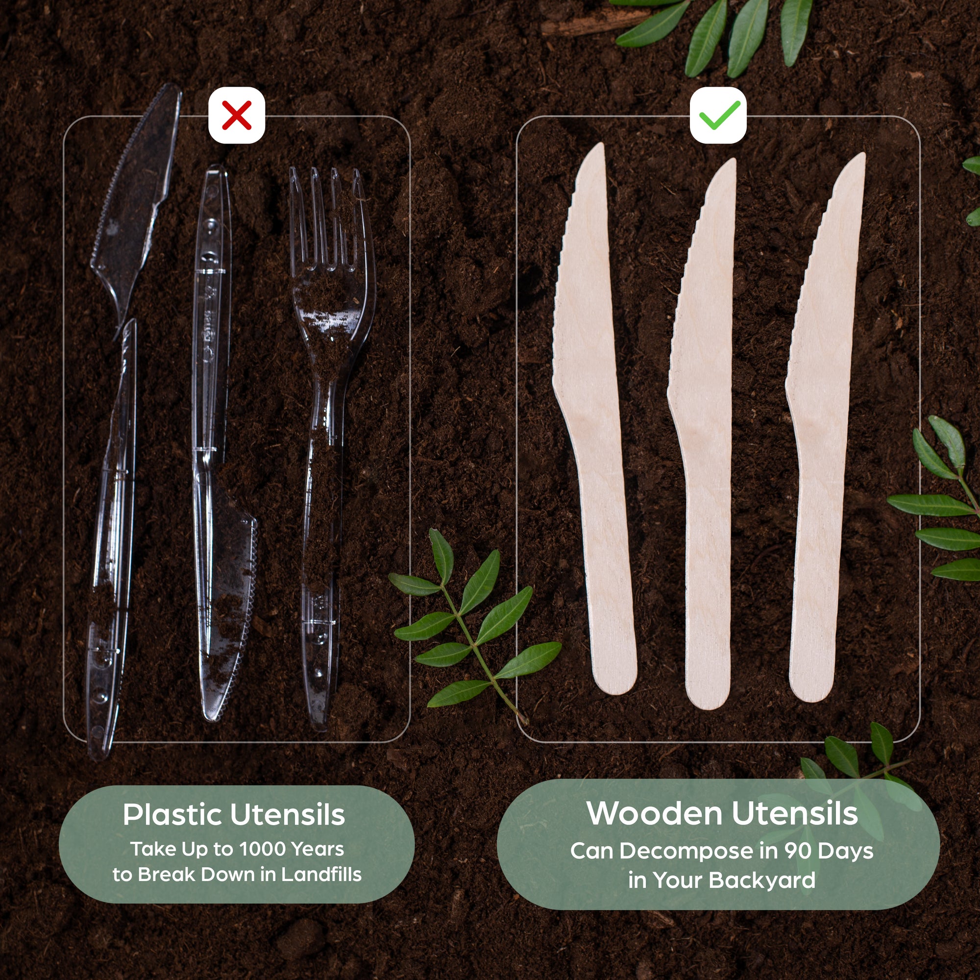 Plastic utensils vs. Wooden utensils