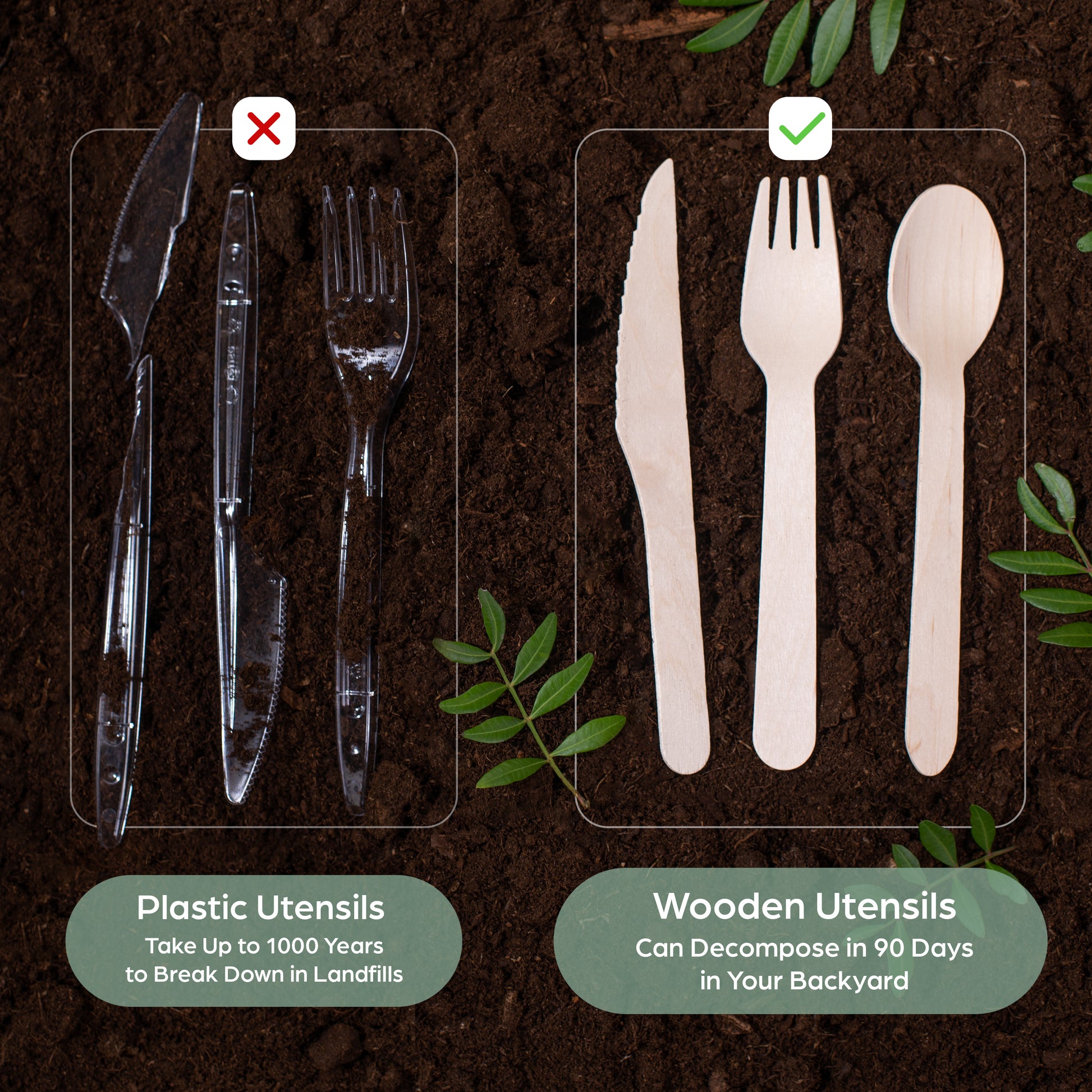 Disposable Wooden Cutlery Set 360 PCS