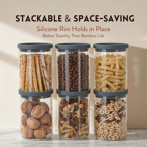 Airtight Borosilicate Glass Food Canisters Set of 6 (28 oz)