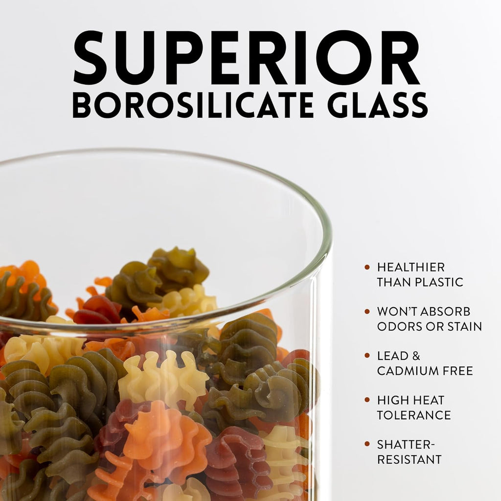 Airtight Borosilicate Glass Food Canisters Set of 6 (28 oz)