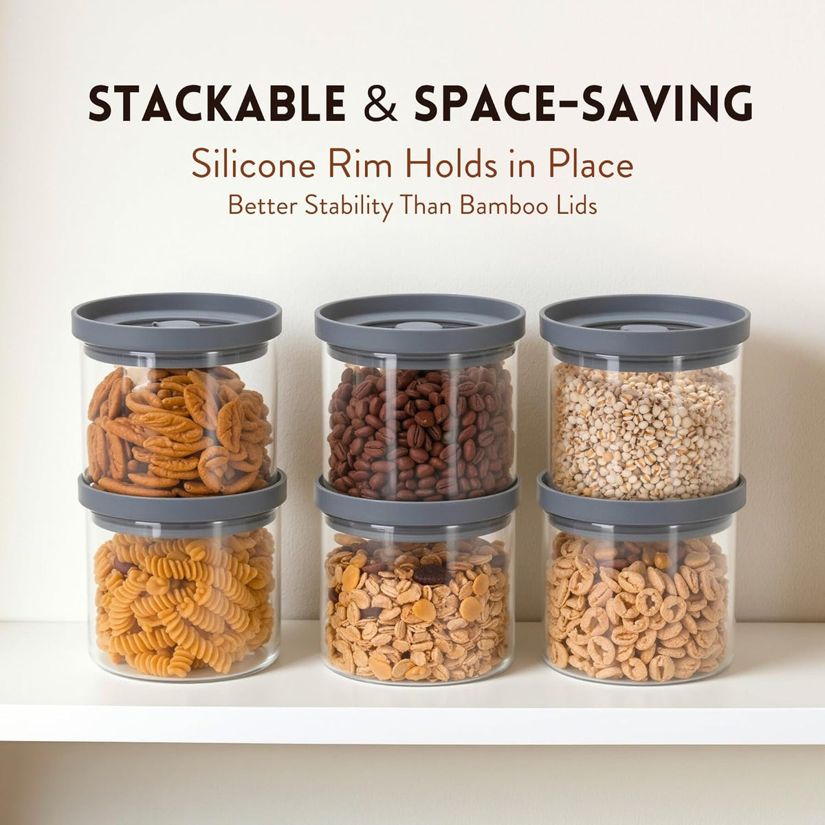 Airtight Borosilicate Glass Food Canisters Set of 6 (17.5 oz)