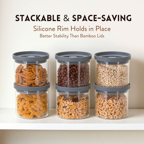 Airtight Borosilicate Glass Food Canisters Set of 6 (17.5 oz)