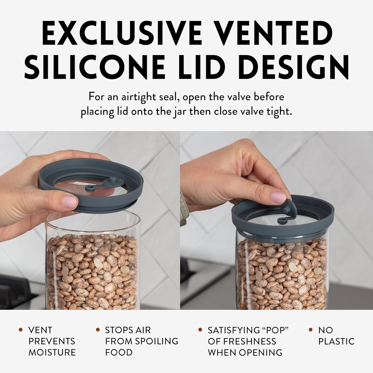 Airtight Borosilicate Glass Food Canisters Set of 6 (28 oz)