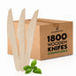 Disposable Wooden Knives - 1800 PCS (6 Packs x 300 PCS)