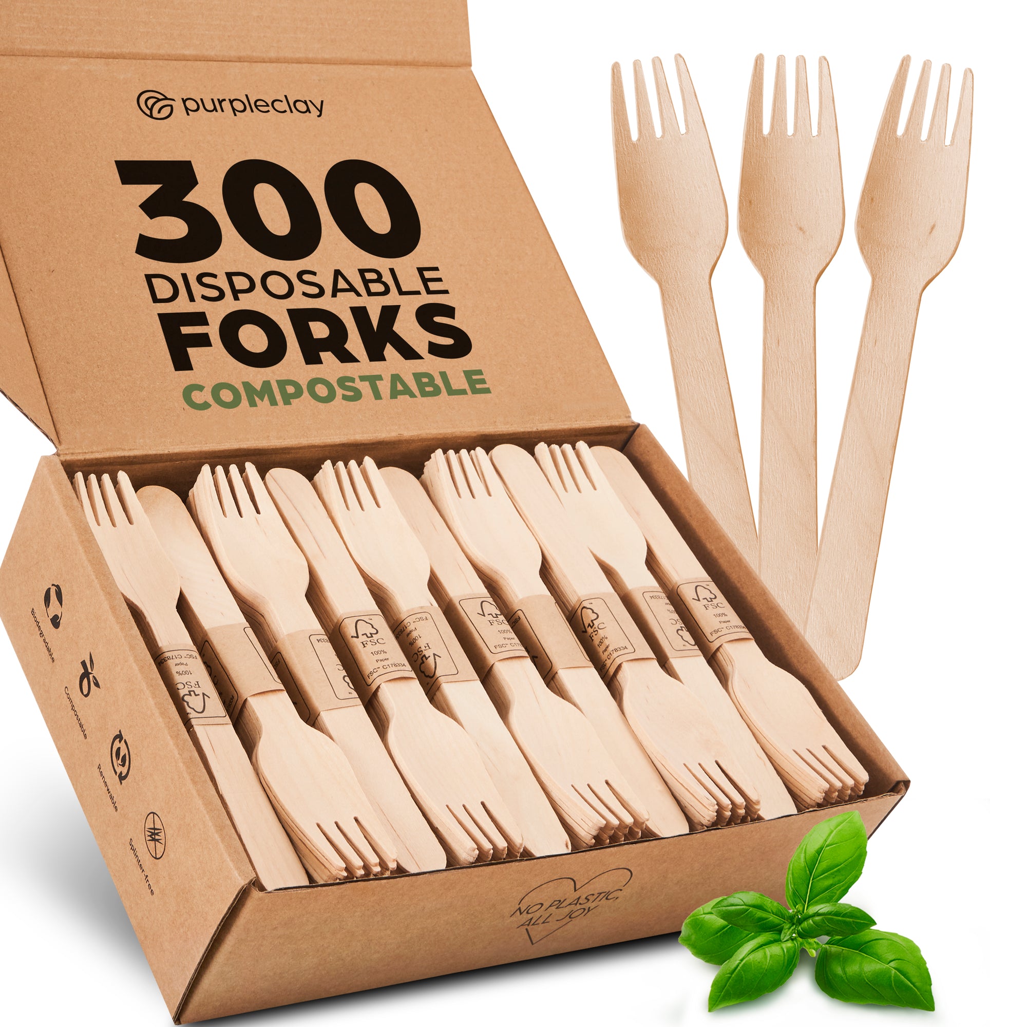 Disposable Wooden Forks - 300 PCS