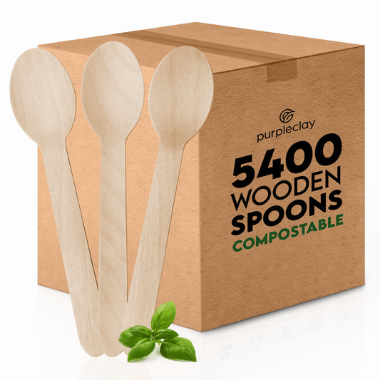 Disposable Wooden Spoons - 5400 PCS Master Carton (18 Packs x 300 PCS)