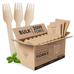 Bulk Wooden Disposable Forks - 2000 PCS