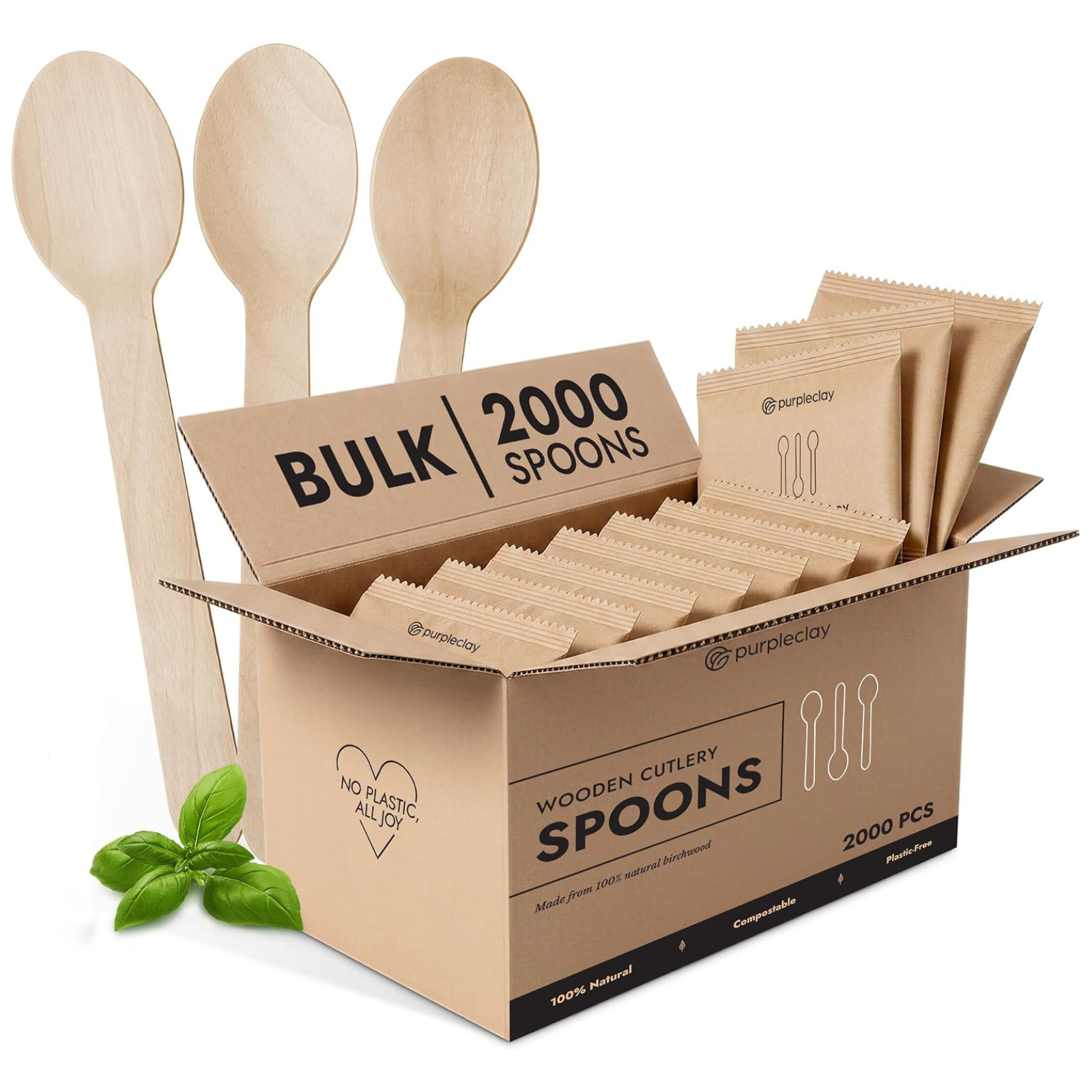 Bulk Wooden Disposable Spoons - 2000 PCS
