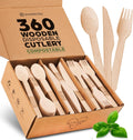 Disposable Wooden Cutlery Set 360 PCS