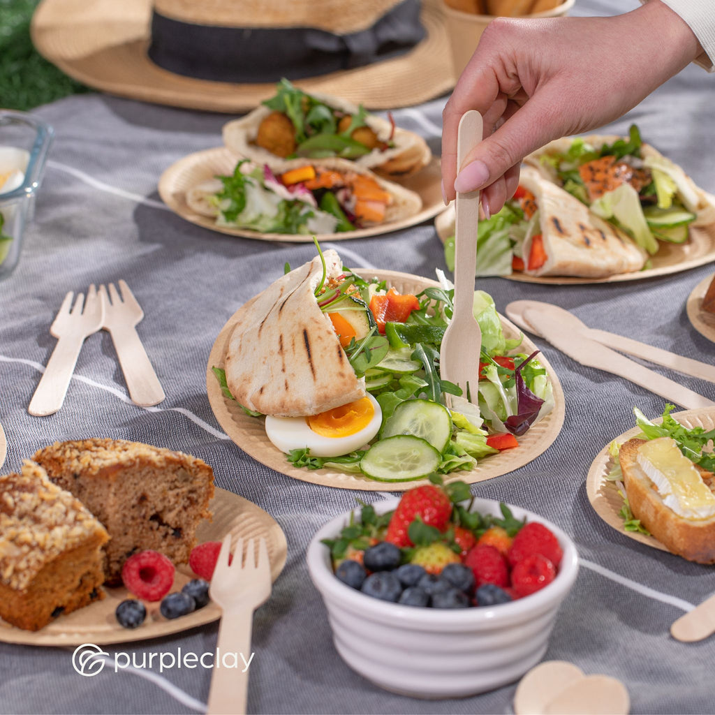 Disposable Wooden Cutlery Set Individually Wrapped with Napkin (100 SETS)
