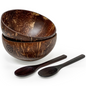 Coconut Bowls and Wooden Spoons Set of 2