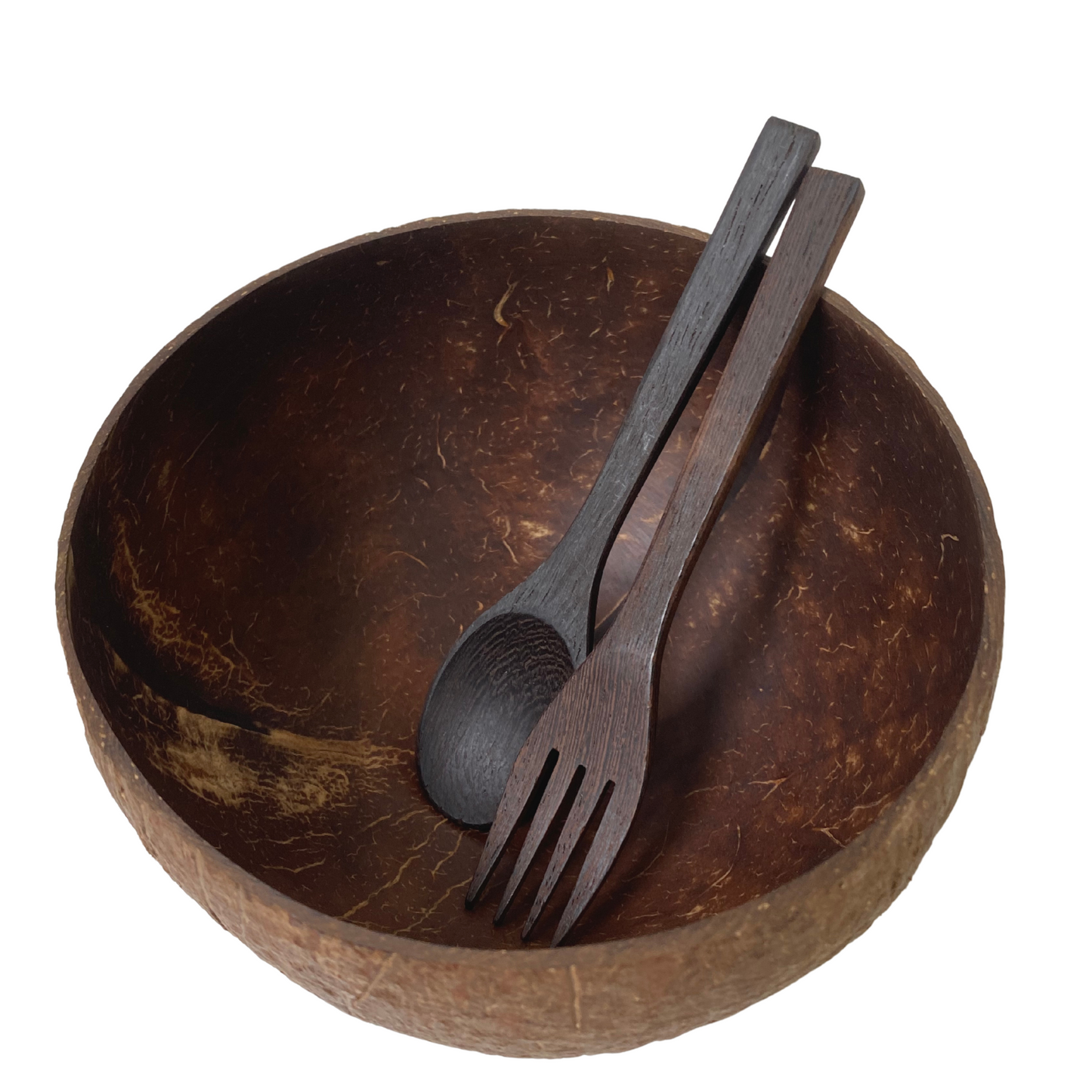 Jumbo Coconut Bowl With Spoon and Fork