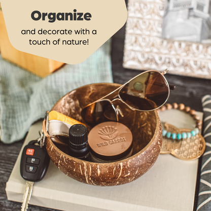 Coconut Bowls and Wooden Spoons Set of 2 Natural
